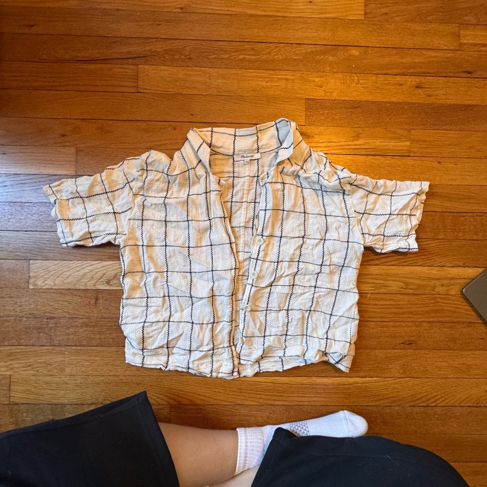 Madewell Plaid Button Down Shirt - White and Black